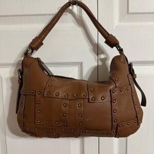 Kenneth Cole New York Brown Studded Hobo Bag